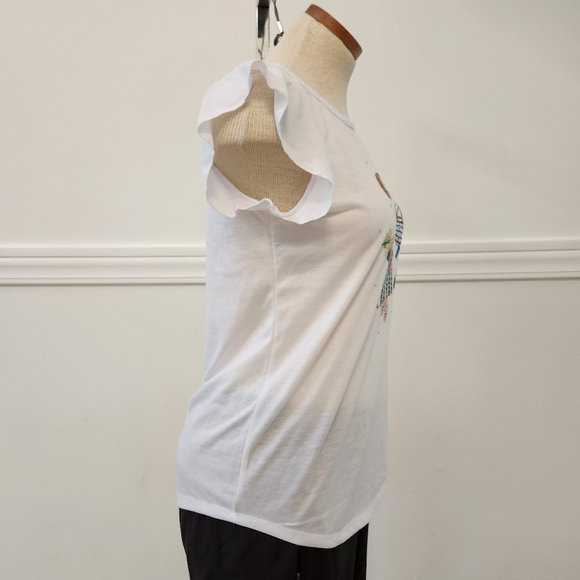 Vintage Rose Ruffle sleeve crew neck tshirt - Picture 6 of 12